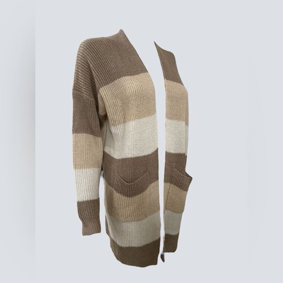 Women’s Neutral Colorblock Cardigan Sweater - Picture 1 of 7